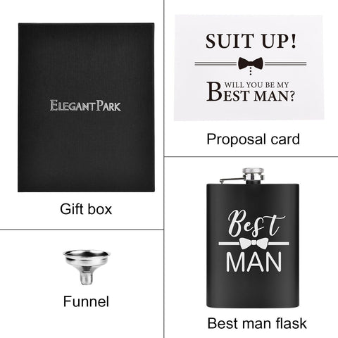 ELEGANTPARK Engraved Groomsman Gifts Set of 8 Groom Best Man Groomsman Flasks...