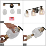 classy leaves Bathroom Vanity Light Fixtures, 3 Light Black Gold Vanity Light...