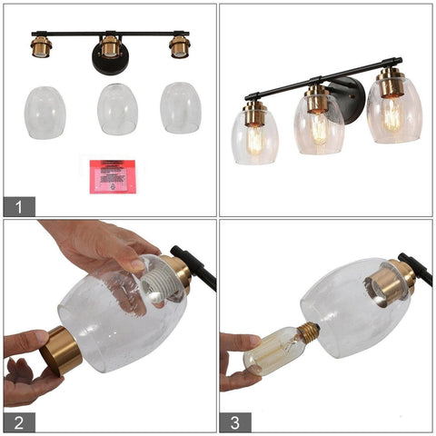 classy leaves Bathroom Vanity Light Fixtures, 3 Light Black Gold Vanity Light...