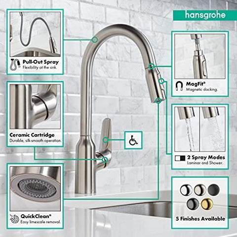 hansgrohe Focus N Stainless Steel High Arc Kitchen Optic