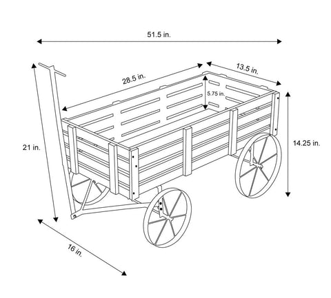 Shine Company Decorative Buckboard Wagon Garden Planter, Wooden Wagon Yard D&#23