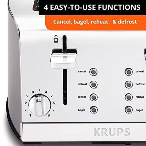 Krups Breakfast Set Stainless Steel Toaster 4 Slice 4-Slice,