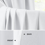 MAIHER Pure White 96 Inches Long Total Blackout Faux Linen Pleated Curtain wi...