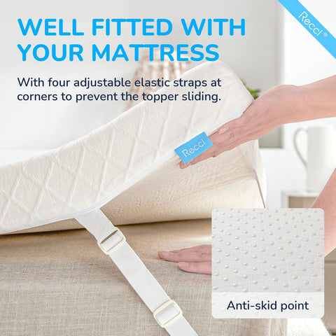 RECCI 2 Inch Twin XL Mattress Topper, Memory Foam Pressure-Relieving for Back...