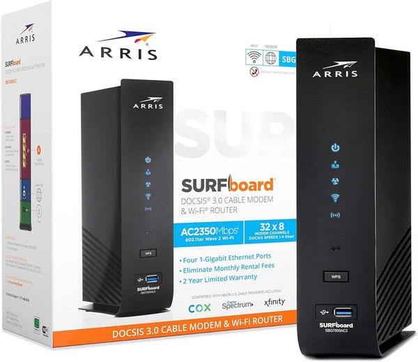 ARRIS SURFboard SBG7600AC2 DOCSIS 3.0 Cable Modem & AC2350 Wi-Fi Router ,...