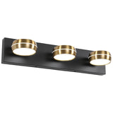 Brass LED Bathroom Lights Fixtures Over Mirror Modern 3 Light Black Bathroom ...