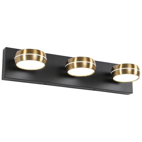 Brass LED Bathroom Lights Fixtures Over Mirror Modern 3 Light Black Bathroom ...