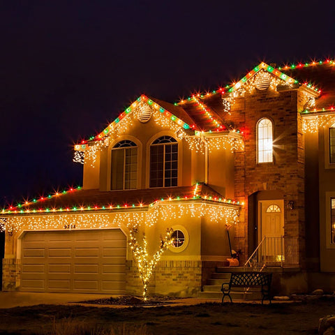 Toodour Icicle Christmas Lights,612 LED 50ft 8 Modes String Lights with 102 D...