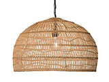 KOUBOO 1050100 Open Weave Cane Rib Dome Hanging Ceiling Lamp, One Size, Wheat