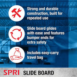 SPRI Slide Board (71" L x 20" W) with End Stops, Sliding Booties, Mesh Black