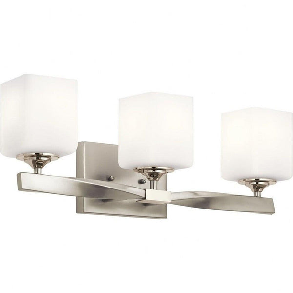 Kichler Marette 22.75" Vanity Light in Brushed Nickel, 3-Light Modern Bathroo...