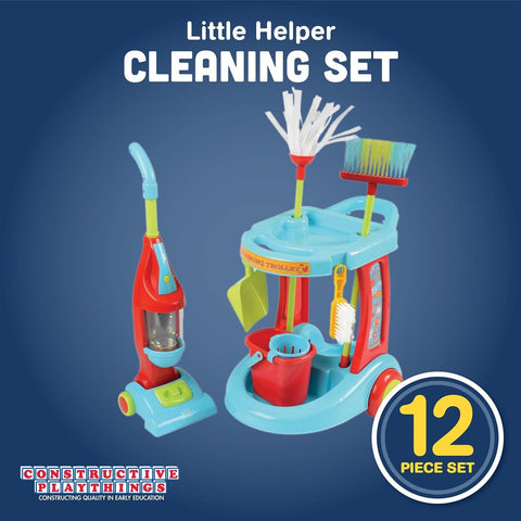 Constructive Playthings Little Helper 12-Piece Kids Cleaning Set with Toy Vac...