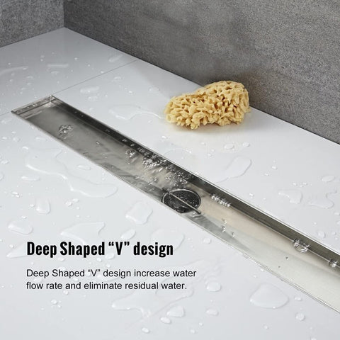 Linear Shower Drain, Shower Drain 48 inch with Bar Pattern Grate, Durable AIS...