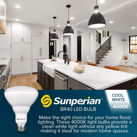 SUNPERIAN 12 Pack BR40 LED Light Bulbs, 13W=85W, 4000K Cool White, 1400 Lumen...