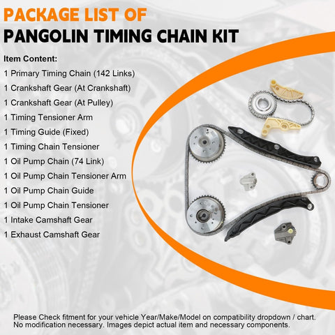 PANGOLIN G4KJ Timing Chain Kit 24321-2G111 with 2PCS Intake & Exhaust VVT Gea...