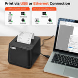 MUNBYN Thermal Receipt Printer P075, 3 1/8" 80mm POS Printer, USB Receipt Pri...