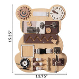 Wooden Sensory Bear Shaped Learning Toddler Busy Board for Playroom, Nursery,...