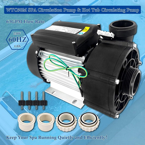 WTC50M SPA Circulation Pump 230V/0.35HP Hot Tub Circulating Pump, Pump Motor ...