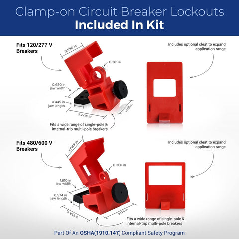 BRADY Electrical Lockout Tagout Kit - Hasps, Clamp on, Universal Multipole Ci...