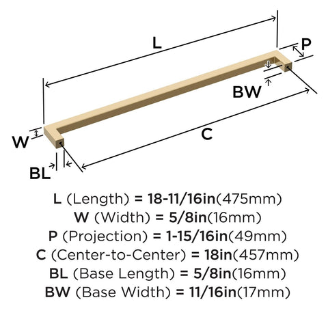 Amerock BP54046CZ | Champagne Bronze Appliance Pull | 18 inch (457mm) Center-...