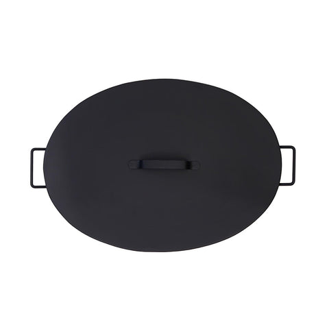 Black Oval Tub with Lid Wood Bin