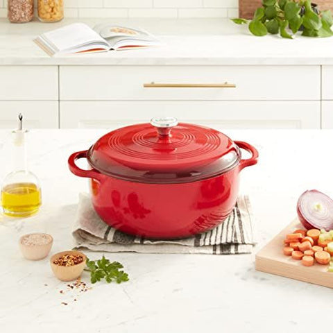 Lodge 7.5 Quart Enameled Cast Iron Dutch Oven Quart, Island Spice Red