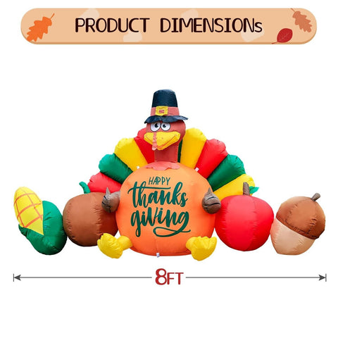 DomKom 8FT Thanksgiving Inflatables Decorations, Turkey and Vegetables Blow U...