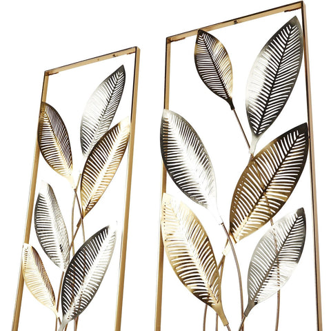 Deco 79 Metal Leaf Home Wall Decor Metallic Cutout Wall Sculpture with Silver...
