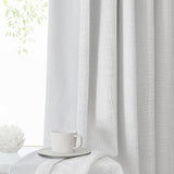 White Pinch Pleated Blackout Curtain Panels Linen Texture Thermal Insulated E...