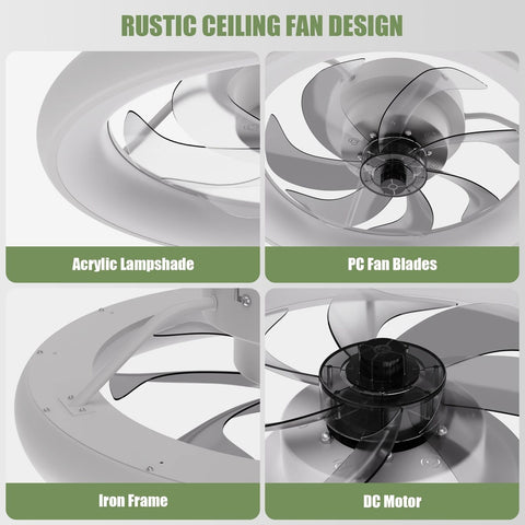 Ceiling Fans with Lights and Remote, Low Profile Ceiling Fan with Lights, 20'...