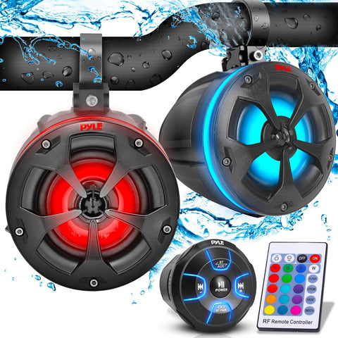 Pyle 2-Way Waterproof Off Road Speakers - 4" 800W Active Passive Marine Grade...