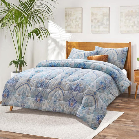 ATsense Paisley Comforter Set King, All Season 3-Piece 100% Cotton Fabric, So...