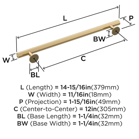 Amerock BP54050CZ | Champagne Bronze Appliance Pull | 12 inch (305mm) Center-...