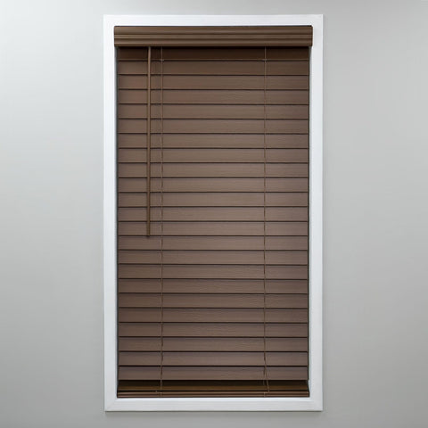 Eclipse 2in. Faux Wood Blinds, 23"W x 72"L in Dark Oak - Cordless Window Blin...