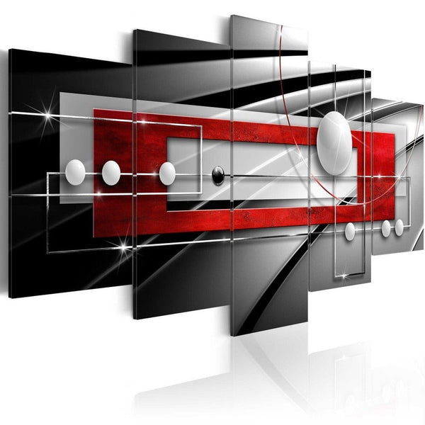 AWLXPHY Decor Abstract Canvas Wall Art Red Black Geometric Painting Framed 5 ...
