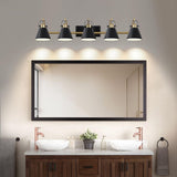 PAZALA 5-Lights Black Gold Vanity Light- Modern Bathroom Vanity Lights Over M...