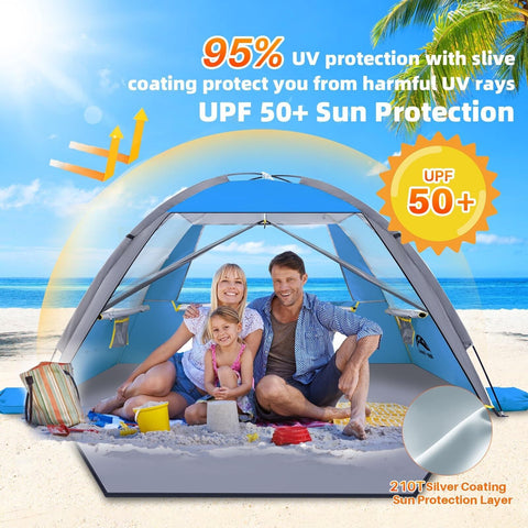 Happy Travel Beach Tent, UPF 50+ UV Protection Sun Shade Shelter for 3/4/5/6/...