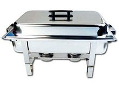 Winco C-3080B Full Size w/Hinged Lid & Chafing Fuel Heat Chafer, Silver