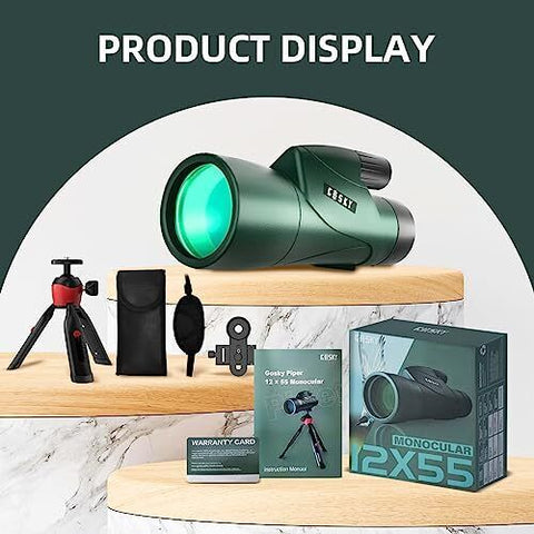 Skyhawk 12X55 HD Monocular +Smartphone Mount, Mount