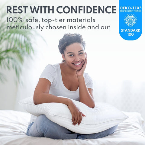 Queen Size Bed Pillows Set of 2 - Premium Down Alternative Cooling Pillows fo...