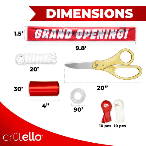 Crutello Deluxe Giant Ribbon Cutting Ceremony Kit 20" Giant Scissor Set, Shar...