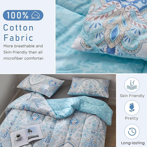 ATsense Paisley Comforter Set King, All Season 3-Piece 100% Cotton Fabric, So...