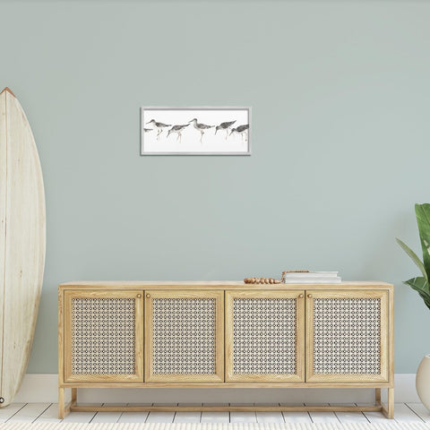 Stupell Industries Beach Bird Sandpipers Minimal White Painting, Designed by ...