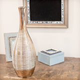Bowling Pin Style Gold Spun 16 Inch Glossy Ceramic Vase