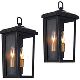 MO&OK 2 Pack Outdoor Wall Lights,Coffee Garage Wall Sconce(Tempered Glass Lam...