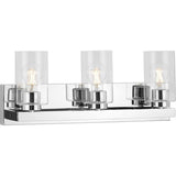 Goodwin Collection 21 in. 3-Light Polished Chrome Modern Vanity Light with Cl...