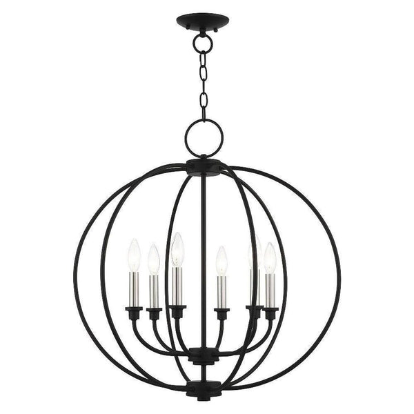 Livex Lighting 4666-04 6 Light Black Chandelier 25"L x 25"W x 26"H