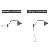 LNC Black Swing Arm Wall Lamp Adjustable Wall Sconces Plug-in Sconces Wall Li...