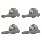 Straight Lever with Round Trim Hall and Closet Door Handle, Satin Nickel Fini...