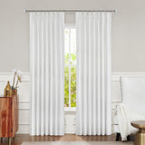 White Full Blackout Pinch Pleated Curtain 95 Inches Long for Bedroom Noise Re...